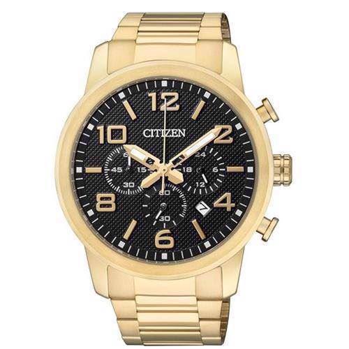 Image of forgyldt rustfri stål quartz herreur med chronograph fra Citizen